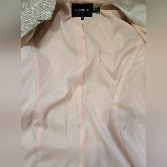 LAFAYETTE 148 Tan And Cream Knit Tweed Blazer. Size 8 - Picture 10 of 14